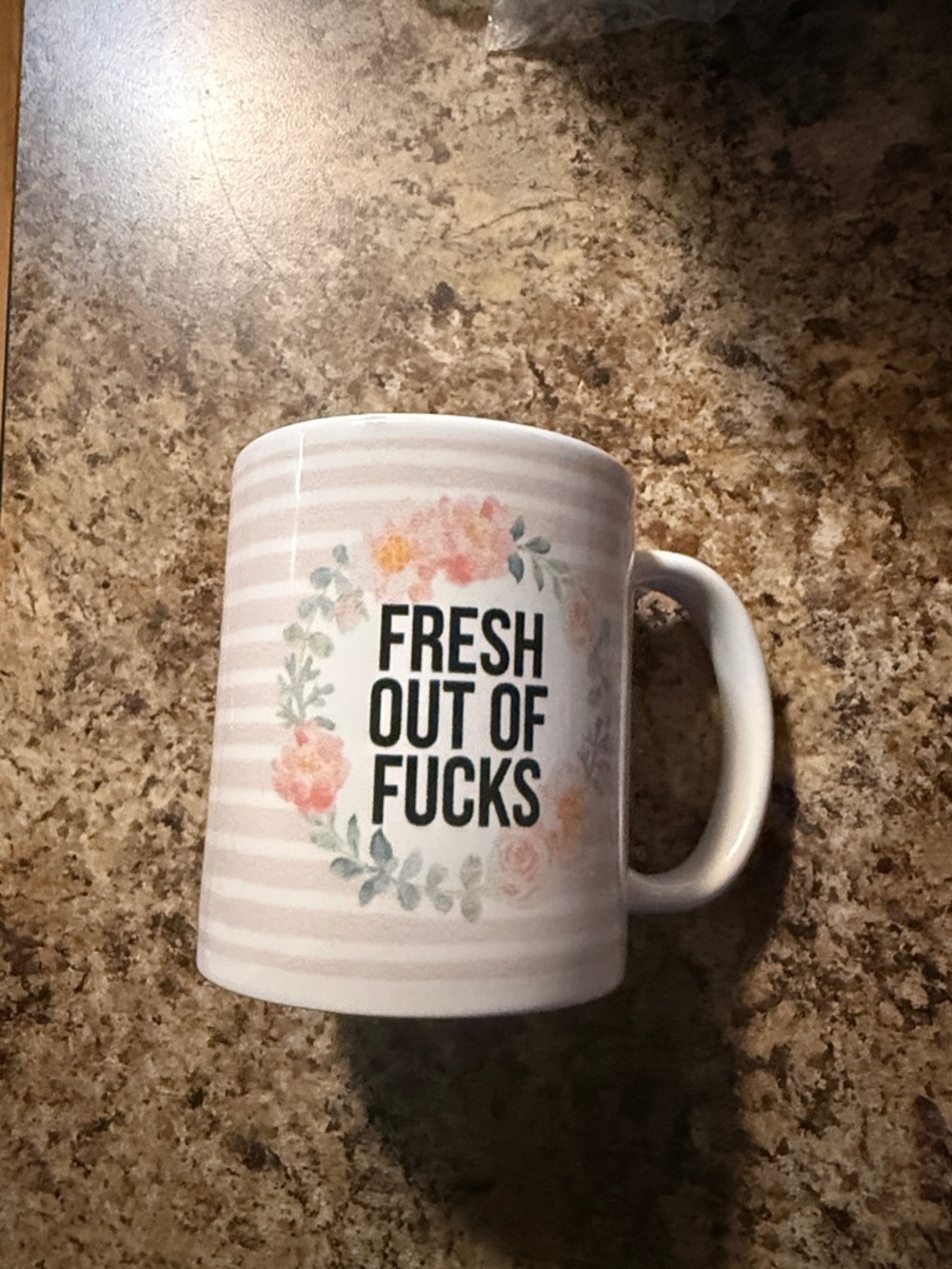 Pink Floral 'Fresh Out of F***s' Ceramic Coffee Mug